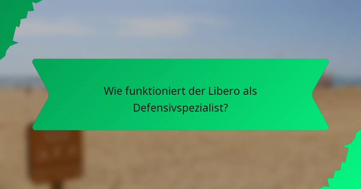 Wie funktioniert der Libero als Defensivspezialist?