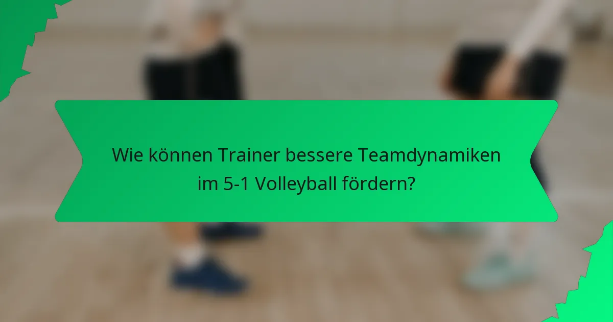 Wie können Trainer bessere Teamdynamiken im 5-1 Volleyball fördern?